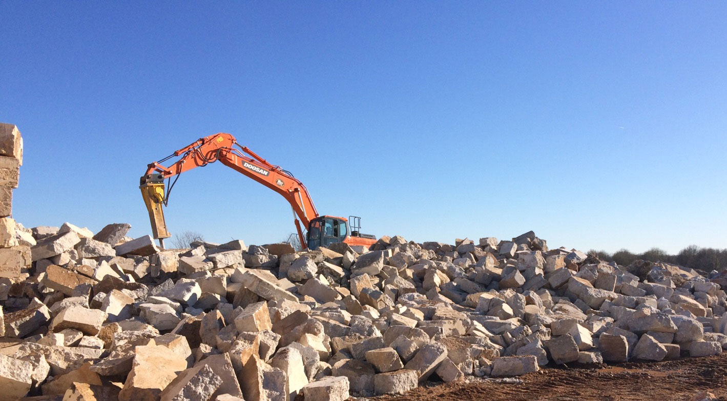 Concrete Hammer Backhoe Demolition